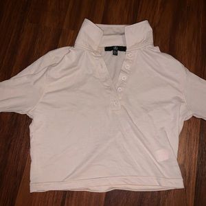 Cropped long sleeve polo